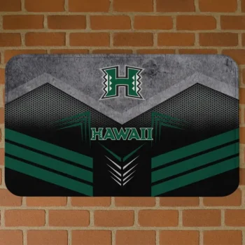 Hawaii Rainbow Warriors Chevron Points Green Black Doormat
