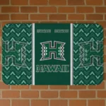Hawaii Rainbow Warriors Chevron Stack Green Doormat