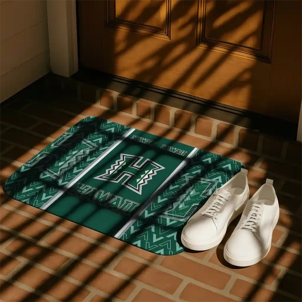 hawaii-rainbow-warriors-chevron-stack-green-doormat-trendy.webp