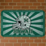 hawaii-rainbow-warriors-helmet-centerpiece-green-doormat-best-selling.webp