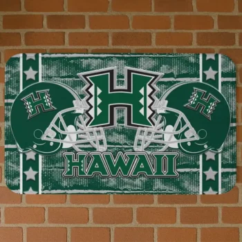 Hawaii Rainbow Warriors Helmet Illustration Green Doormat