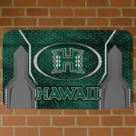 Hawaii Rainbow Warriors Hexagon Oval Green Doormat