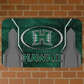 Hawaii Rainbow Warriors Hexagon Oval Green Doormat