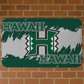 Hawaii Rainbow Warriors Plate Rip Green Doormat