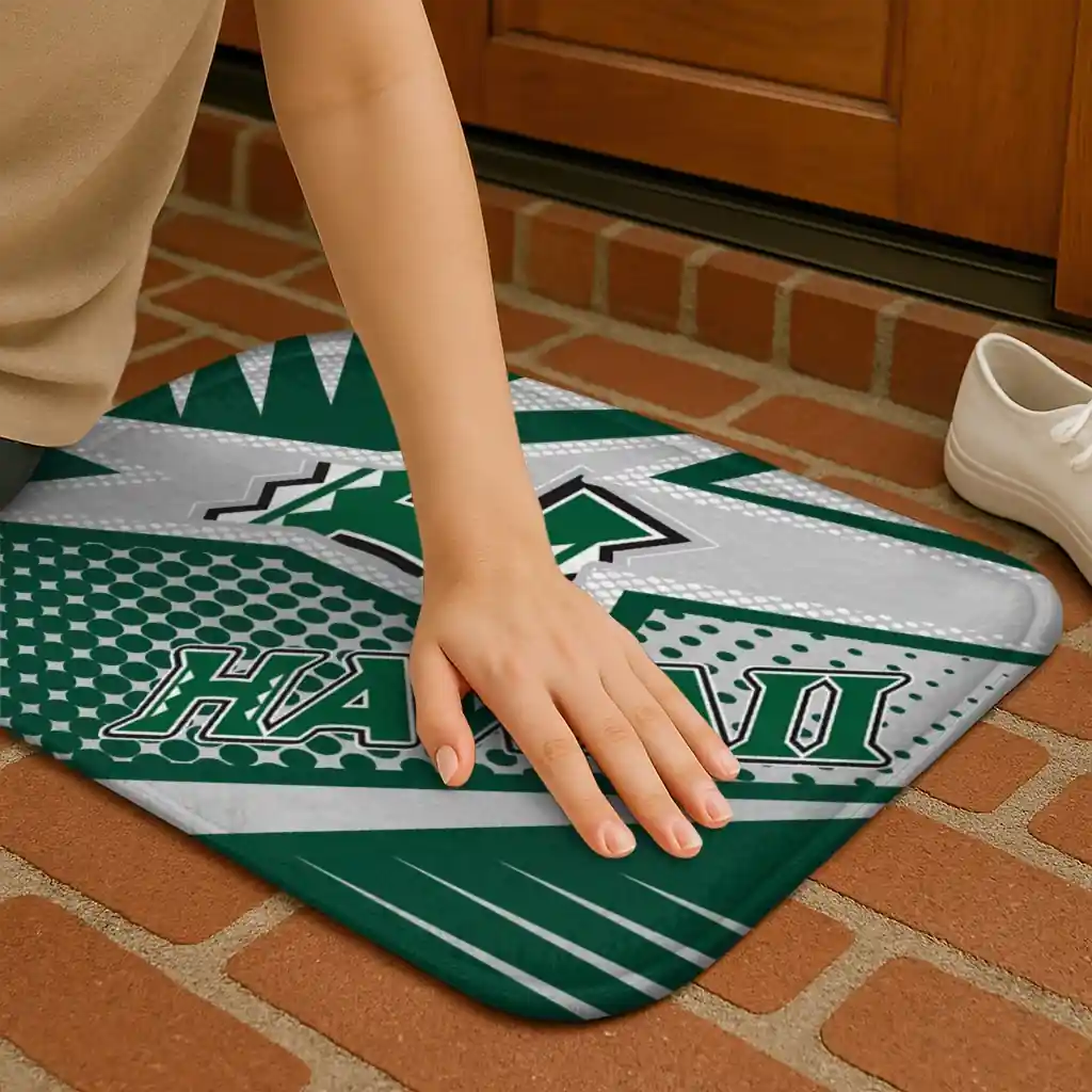 hawaii-rainbow-warriors-sharp-flash-green-doormat-premium-grade.webp