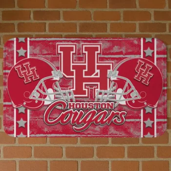 Houston Cougars Helmet Illustration Red Doormat