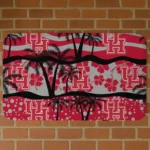 Houston Cougars Palm Silhouette Red Black Doormat