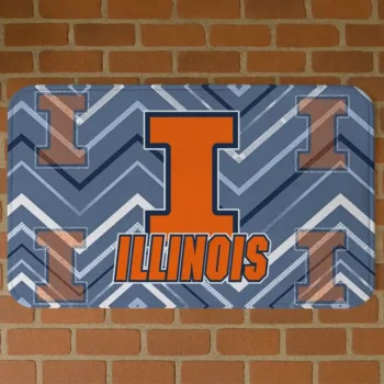 Illinois Fighting Illini Chevron Geometrics Blue Doormat