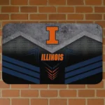 Illinois Fighting Illini Chevron Points Blue Black Doormat