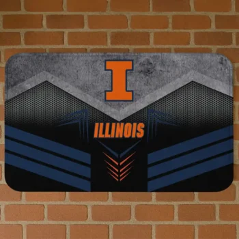 Illinois Fighting Illini Chevron Points Blue Black Doormat