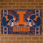 Illinois Fighting Illini Helmet Illustration Blue Doormat