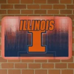 Illinois Fighting Illini Pixel Blur Blue Doormat