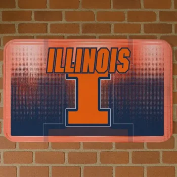 Illinois Fighting Illini Pixel Blur Blue Doormat