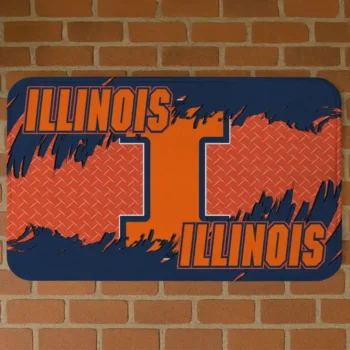 Illinois Fighting Illini Plate Rip Blue Doormat