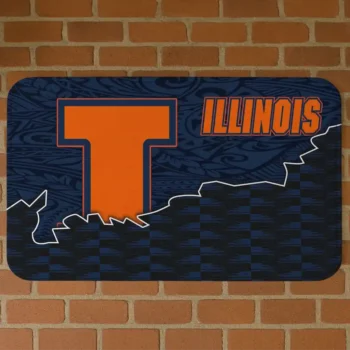 Illinois Fighting Illini Tribal Detailing Blue Black Doormat