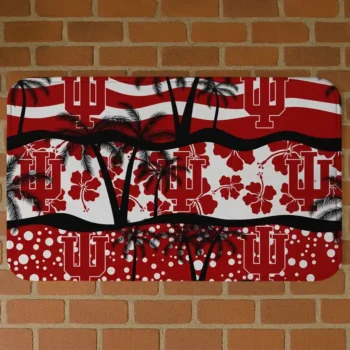 Indiana Hoosiers Palm Silhouette Red Black Doormat