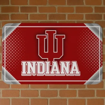 Indiana Hoosiers Silver Halftone Red Doormat
