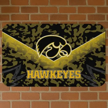 Iowa Hawkeyes Layered Lines Black Doormat