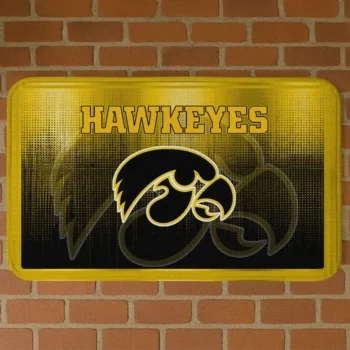 Iowa Hawkeyes Pixel Blur Black Doormat