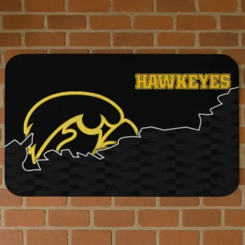 Iowa Hawkeyes Tribal Detailing Black Doormat