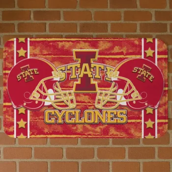 Iowa State Cyclones Helmet Illustration Red Doormat
