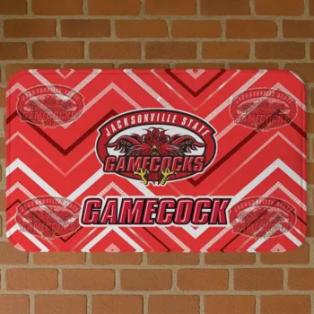 Jacksonville State Gamecocks Chevron Geometrics Red Doormat