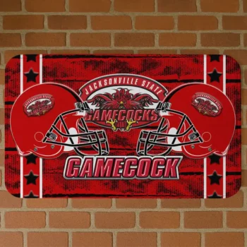 Jacksonville State Gamecocks Helmet Illustration Red Doormat