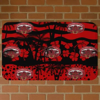 Jacksonville State Gamecocks Palm Silhouette Red Black Doormat