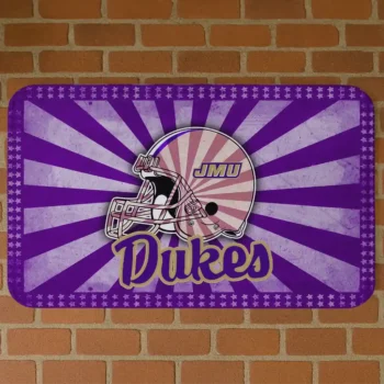 James Madison Dukes Helmet Centerpiece Purple Doormat