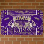 James Madison Dukes Helmet Illustration Purple Doormat