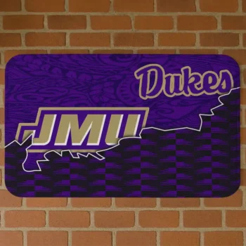 James Madison Dukes Tribal Detailing Purple Black Doormat