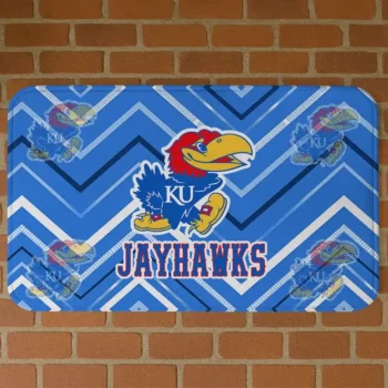 Kansas Jayhawks Chevron Geometrics Blue Doormat