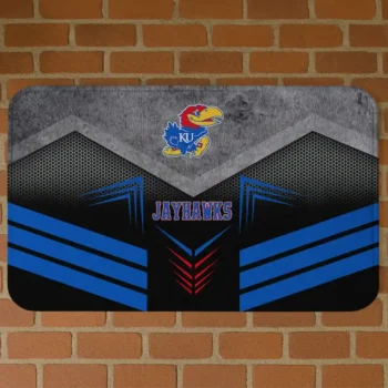 Kansas Jayhawks Chevron Points Blue Black Doormat