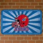 Kansas Jayhawks Helmet Centerpiece Blue Doormat