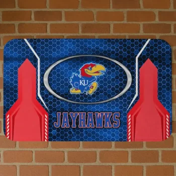 Kansas Jayhawks Hexagon Oval Blue Doormat