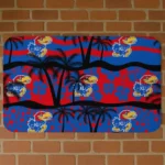Kansas Jayhawks Palm Silhouette Blue Black Doormat