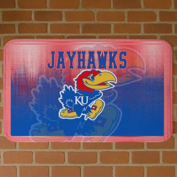 Kansas Jayhawks Pixel Blur Blue Doormat