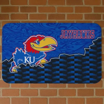 Kansas Jayhawks Tribal Detailing Blue Black Doormat