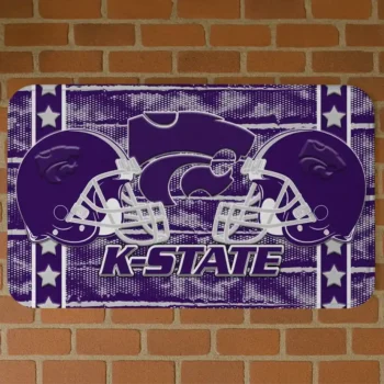 Kansas State Wildcats Helmet Illustration Purple Doormat