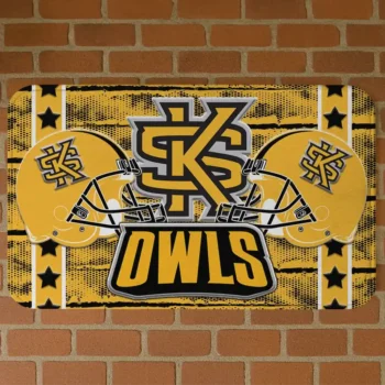 Kennesaw State Owls Helmet Illustration Gold Doormat