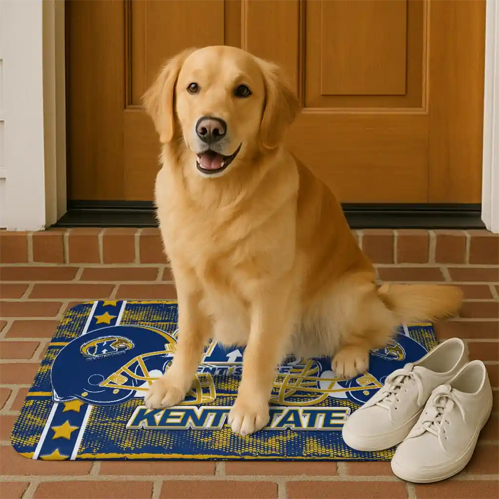 kent-state-golden-flashes-helmet-illustration-navy-blue-doormat-high-quality.webp