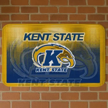 Kent State Golden Flashes Pixel Blur Navy Blue Doormat