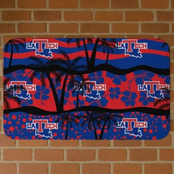 LA Tech Palm Silhouette Blue Black Doormat