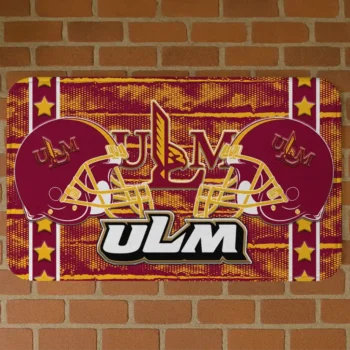 Louisiana-Monroe Warhawks Helmet Illustration Red Doormat