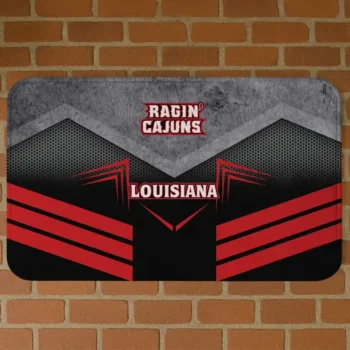 Louisiana Ragin' Cajuns Chevron Points Red Black Doormat