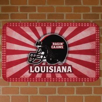 Louisiana Ragin' Cajuns Helmet Centerpiece Red Doormat