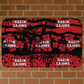 Louisiana Ragin' Cajuns Palm Silhouette Red Black Doormat