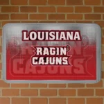 Louisiana Ragin' Cajuns Pixel Blur Red Doormat