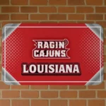 Louisiana Ragin' Cajuns Silver Halftone Red Doormat