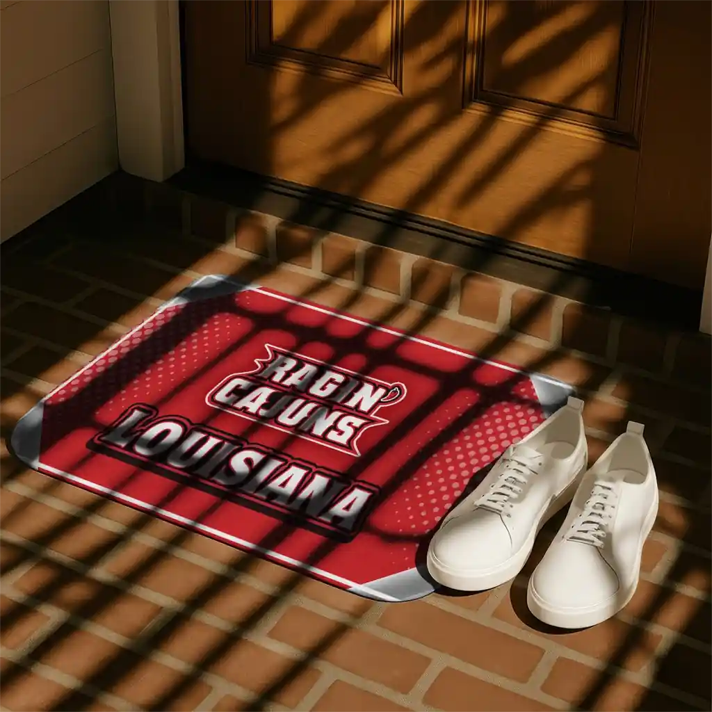 louisiana-ragin-cajuns-silver-halftone-red-doormat-trendy.webp